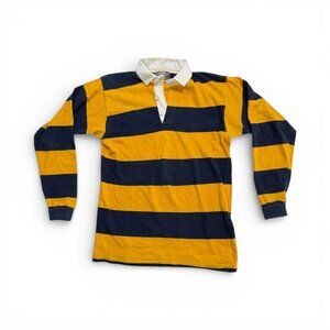 1970’s Hardin Knitwear striped Rugby shirt Michigan Maize & Blue USA Mens LARGE